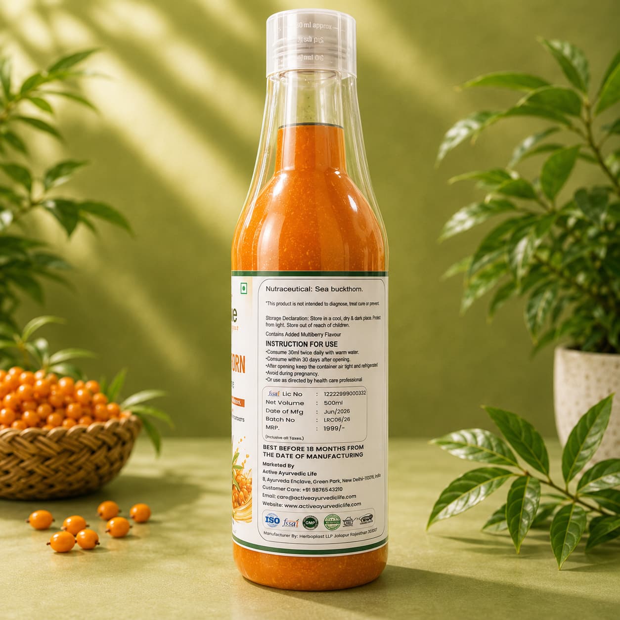 Active Sea Buckthorn Juice – 500 ml | Ayurvedic Nutraceutical
